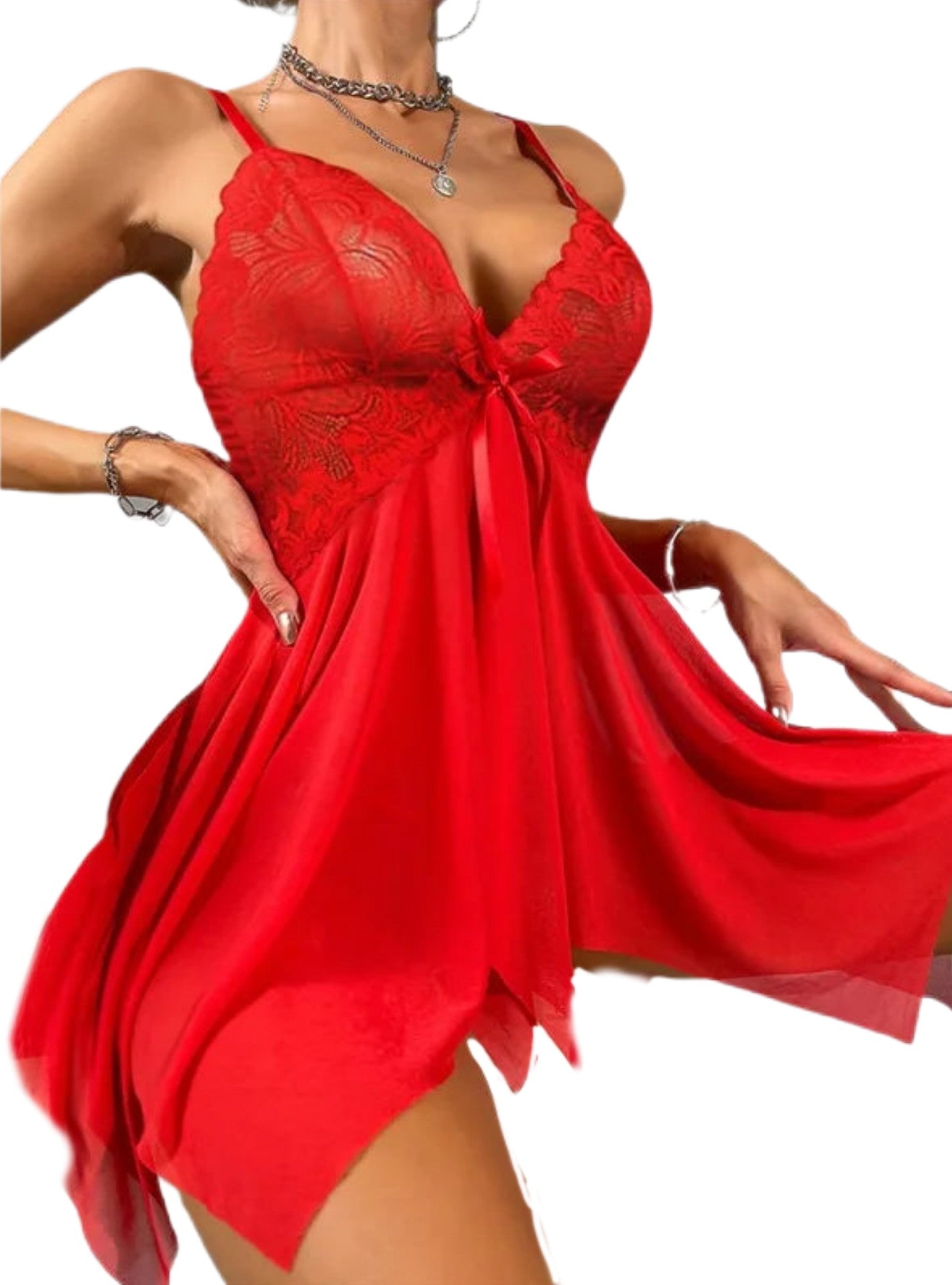 Nuisette Sexy en Dentelle Transparente – Lingerie Érotique Chic avec Corset Ajusté et Culotte Assortie