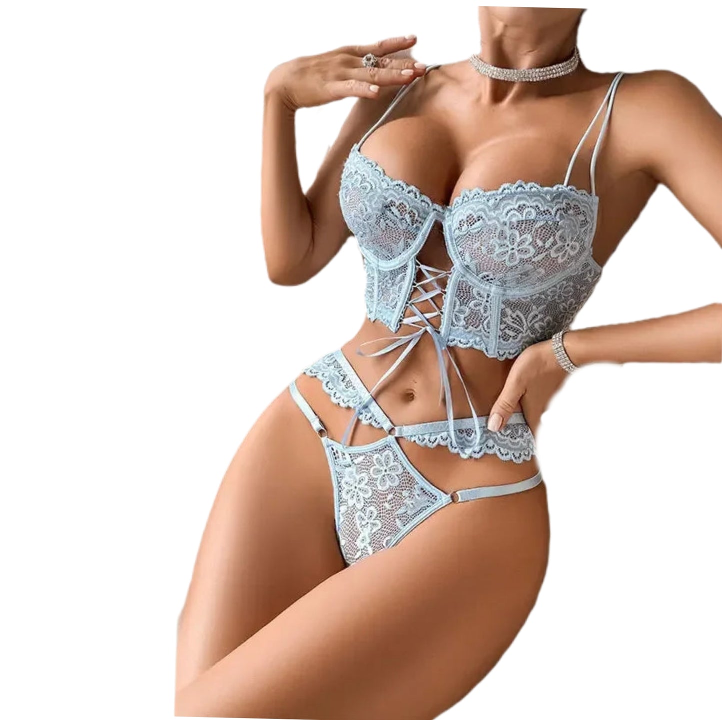 Ensemble Lingerie Sexy 2 Pièces Femme – Soutien-Gorge à Armatures en Dentelle Transparente et Culotte Érotique
